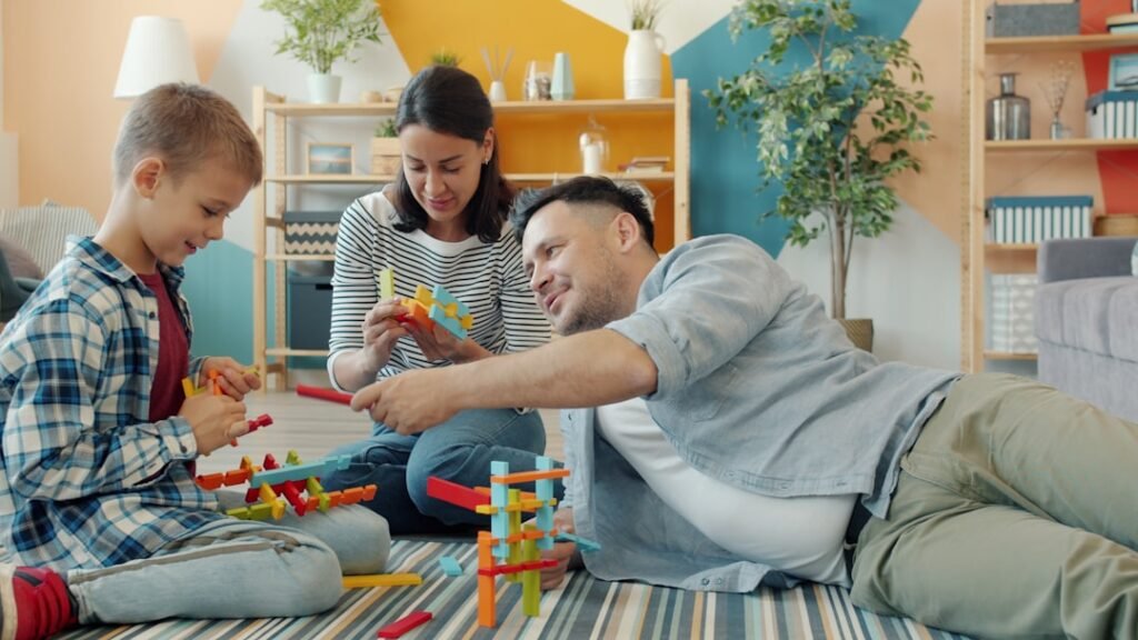 Family playing together at home across generations