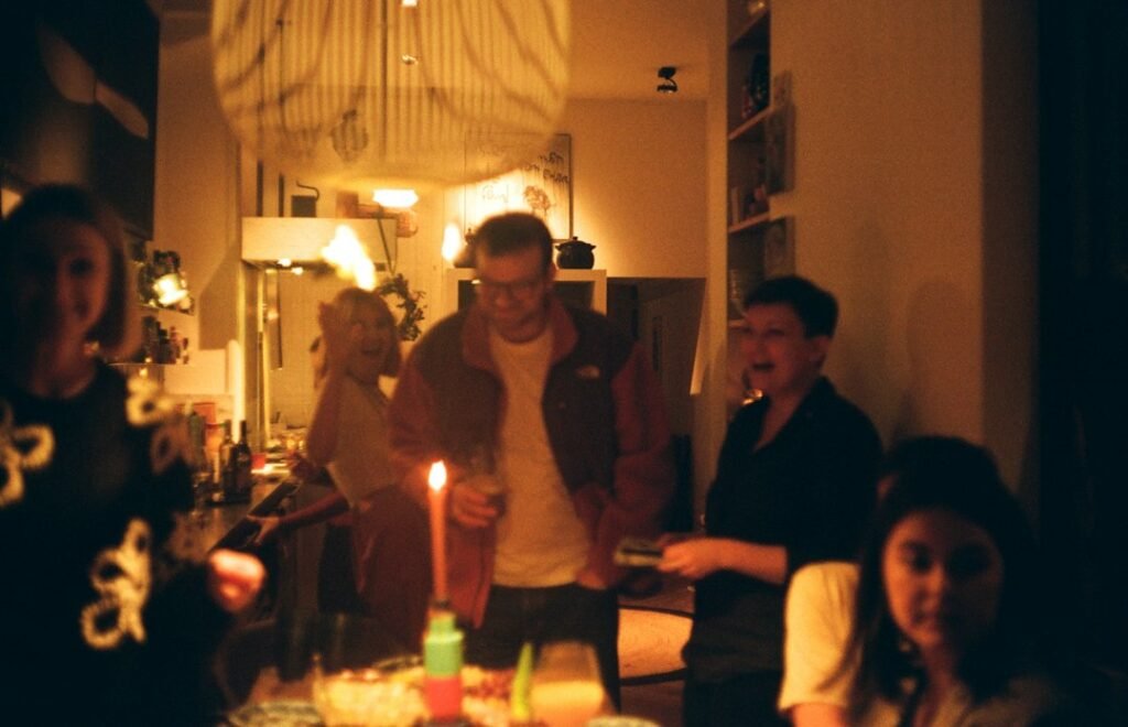 Team gathered around a table during a cooperative group activity
